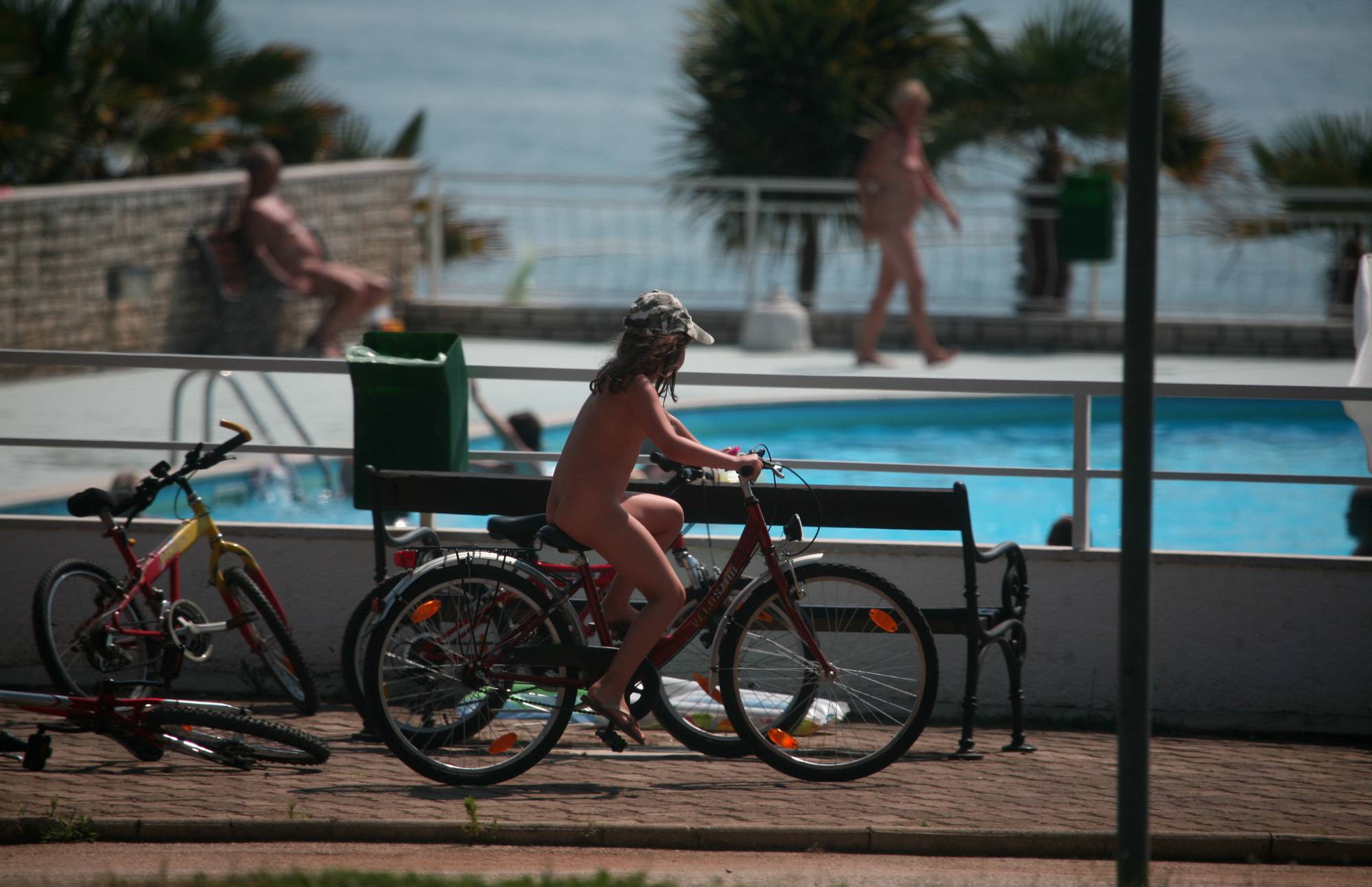 Poolside Nudist Bike Walk - 2